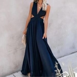 Vici Navy Lace back Cutout gown Maxi dress Small